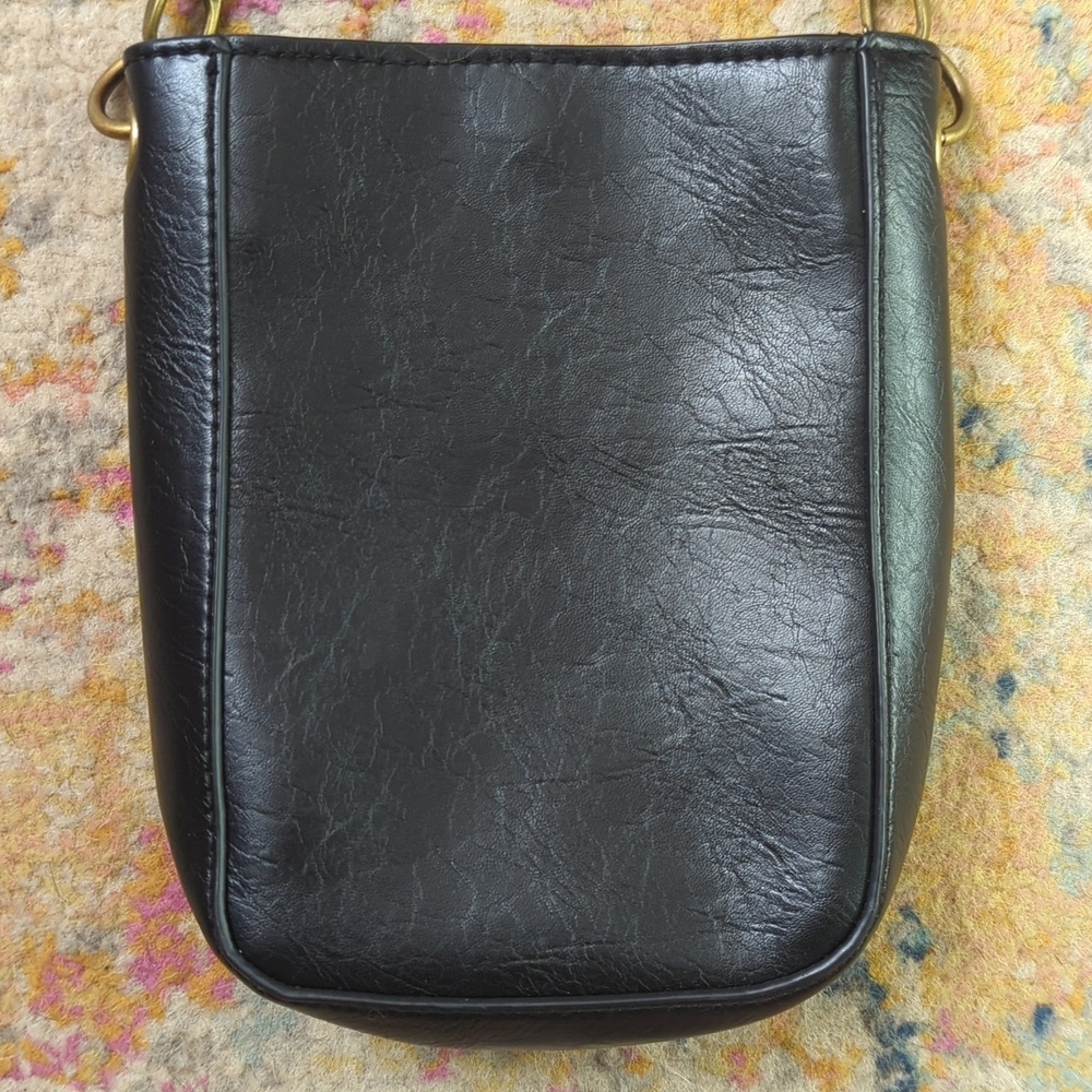 Universal Thread Checkered Woven Faux Leather Slim Crossbody Bag Black Cream - Picture 13 of 13